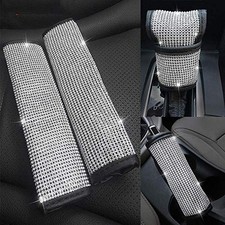 ZB Bling Bling Crystal Rhinestone Diamond Seat Belt Cover Handbrake Cover ...
