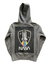 NASA Space Shuttle Waffle Zip Hoodie Small Upcycled Custom One of a Kind