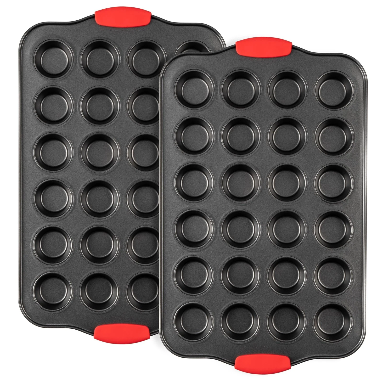 Tiawudi Mini Muffin Pan, 24 Cavity Cupcake Nonstick Baking Gray