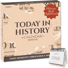 Today in History Perpetual Calendar | Daily World History Facts Desktop Calendar