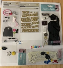 Black Graduation Cap And Gown School Dance Prom scrapbook Stickers Jolee