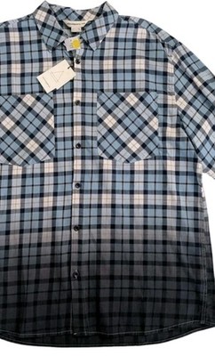 NWT Eleven Paris Men's XXL Plaid Flannel Plein Air Dip Dye L/S Button Down Shirt