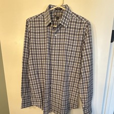 Express Modern Fit Men's Blue Plaid Cotton Button-Up Shirt Size M Long Sleeve