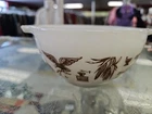 Vintage Pyrex 441 Americana Cinderella Bowl Eagle White Brown 1 1/2 Pint