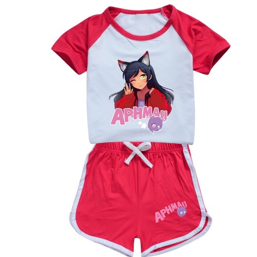Girls APHMAU Cartoon T-shirt&Shorts Sport Set Athletic Outfit Jogging Tracksuit - Picture 4 of 22