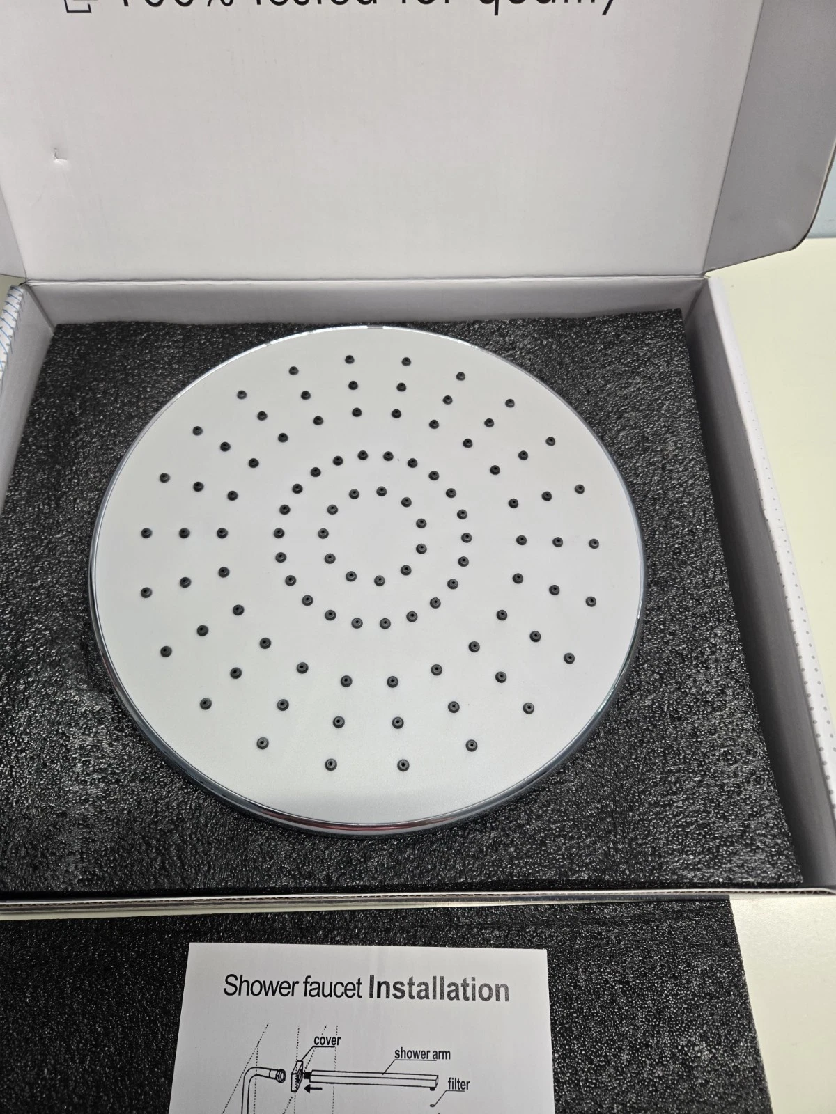 BWE Chrome Shower System 8.5" Round Rain Shower Head Open Box