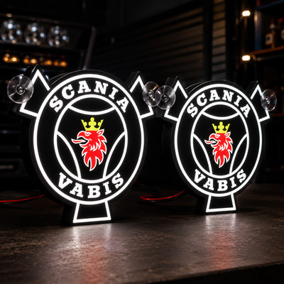 Scania Vabis LED Logo 3D Set of 2 Truck Light Up Sign 12V 24V Truck Light Box