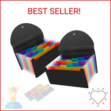 2 Pack 13 Pockets A6 Mini Coupon Organizer Wallet, Expandable Accordion File Org