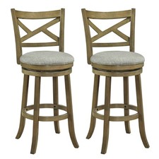 Swivel Bar Stools Set of 2, 30 Inch Bar Height Chairs w/Backrests and Wood Frame