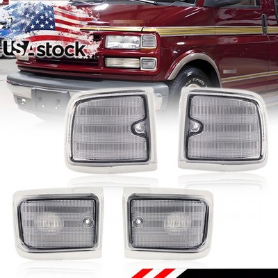 4PCS Clear Lens Front Side Marker Signal Lights For 1996-2002 Chevry Express Van