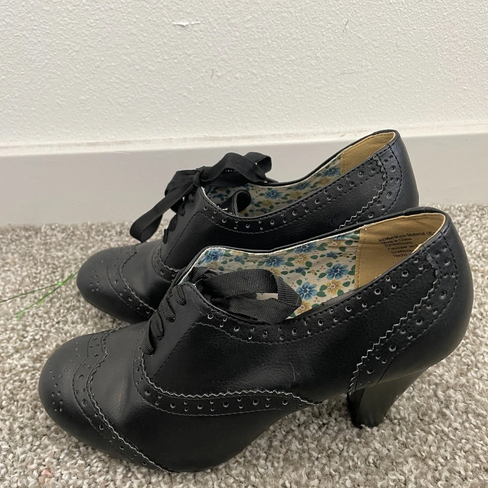 Y2k American Eagle Loafers Women 9.5 Black Preppy Academia Victorian Pinup - Image 3 of 4