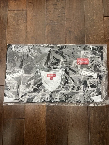 Maillot de football Supreme SS25 polyester étoiles éblouissant noir taille L neuf EN MAIN