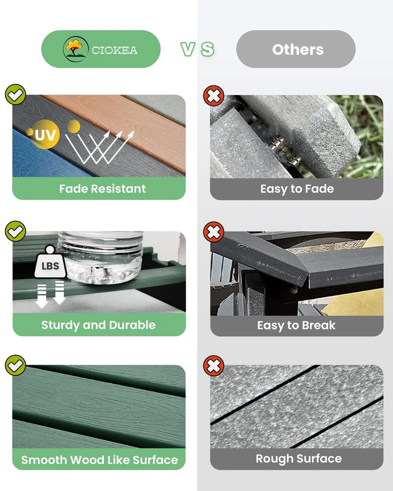 Silla Plegable Adirondack Textura Madera, Patio Silla Adirondack Resistente a la Intemperie... Foto 3 de 4