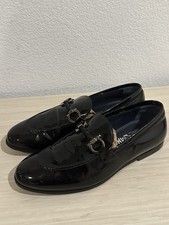 SALVATORE FERRAGAMO - Patent Leather Braided Gancini Loafers W Full Sole Gu