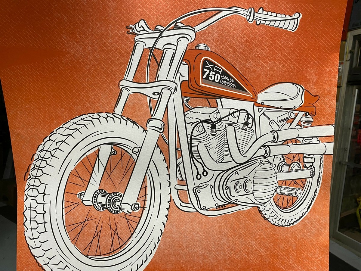 Harley XR750 50th ann Print Poster Flat track Motorcycle Racing