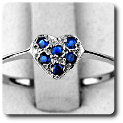 Sapphire Blue Ring 925 Silver + 14K White Gold Plated