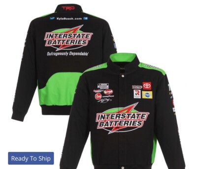 NWT NASCAR Kyle Busch Interstate Batteries Twill Full-Snap Jacket Coat X-Large