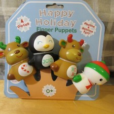 NEW Rashti  Rashti Happy Holiday Christmas Finger Puppets Baby 0 Set Of 4