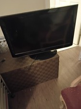 28 inchTV, used but works great. Awesome condition has a DVD player on the side