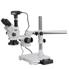 3.5X-45X Simul-Focal Stereo Zoom Microscope on Single Arm Boom Stand + 144-LED R