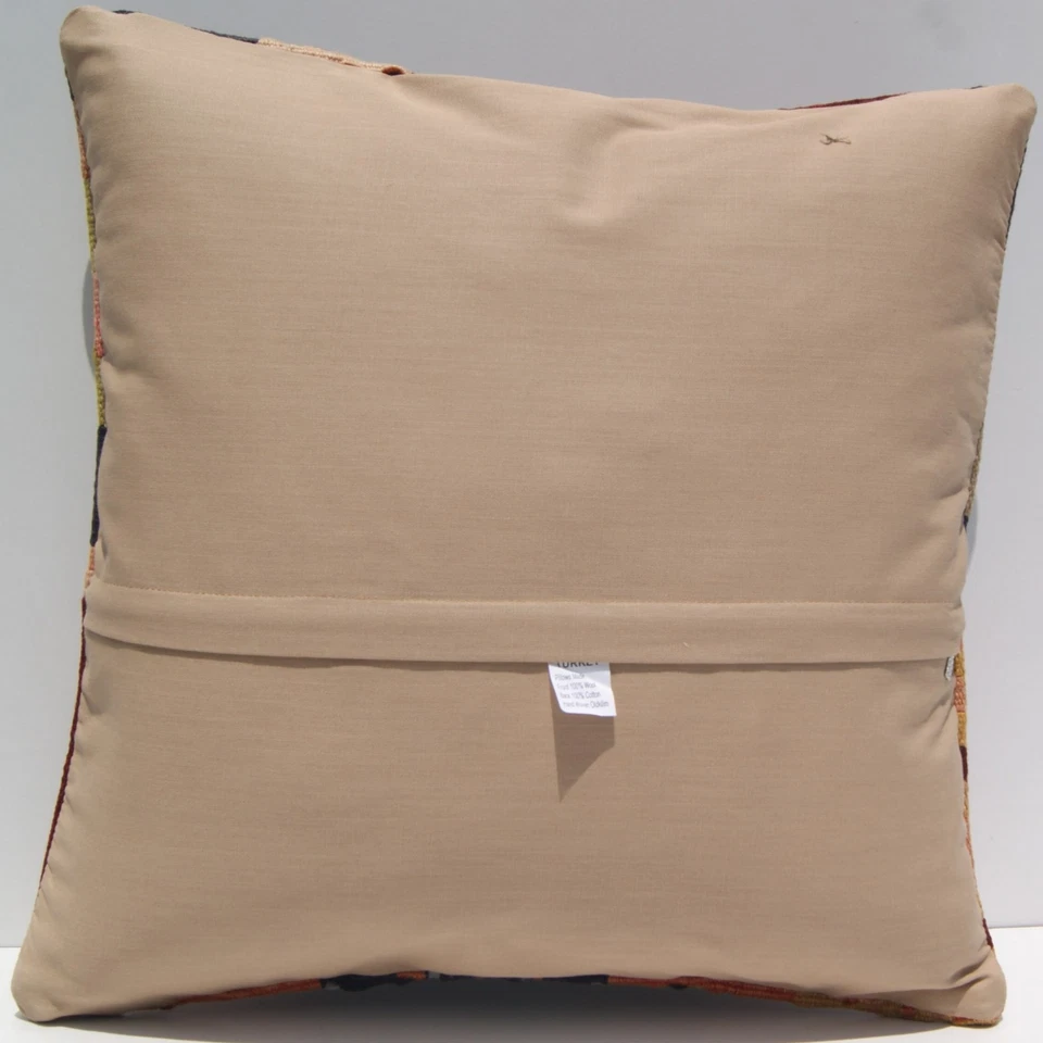 Funda de Almohada Kilim Turca Boho Vintage - Diseño de Alfombra Tribal Geométrica 18"x18" Foto 3 de 3