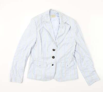 Basler blau gestreifter Damen-Blazer Größe 10
