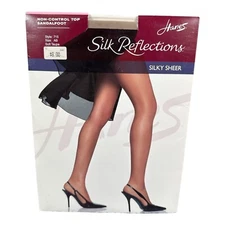 Hanes Silk Reflections Non-Control Top Sandalfoot Silky Sheer Pantyhose AB Soft