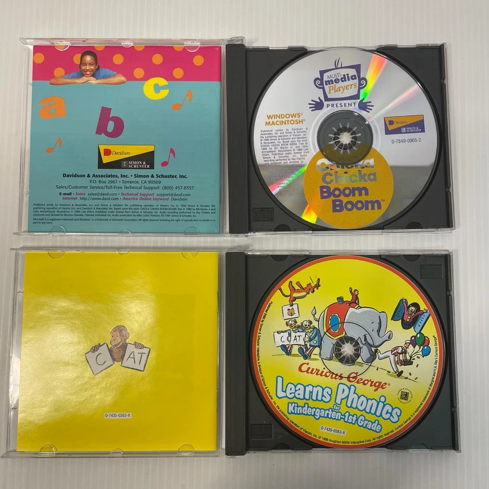 Curious George Chicka Chicka Boom Boom Vintage Children's PC Game Set of 2 CIB - Image 3 of 4