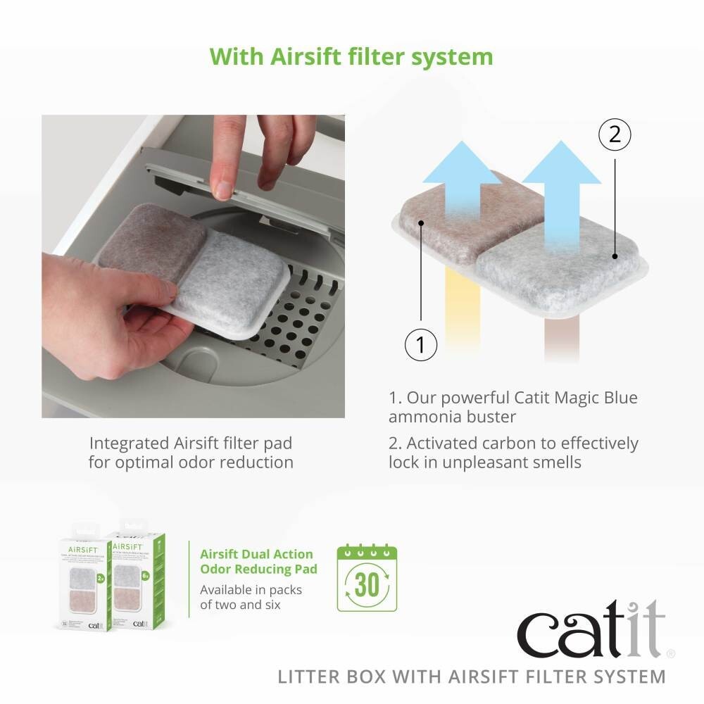CATIT JUMBO HOODED CAT PAN - White / Gray - 19.7 x 22.4 x 18.3 - 50695