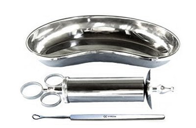INSGB - 3 teiliges Ohrwachsreinigungsset, Wachsreuespritze, Nierenschüssel, Curret 