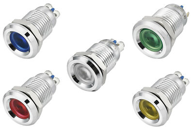Edelstahl LED Kontroll-Leuchte 12 16 19 22 mm Signallampe 12 220 V Metallfassung