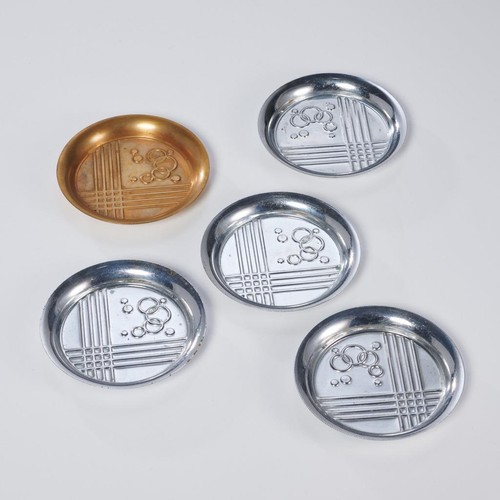 Chase USA Chrome Art Deco Moderne Chrome Brass Coasters 3.75" Rare 5pc Lot