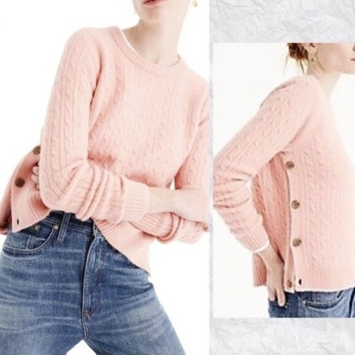 J.Crew wool blend cable knit sweater with side buttons sz S crew neck womens