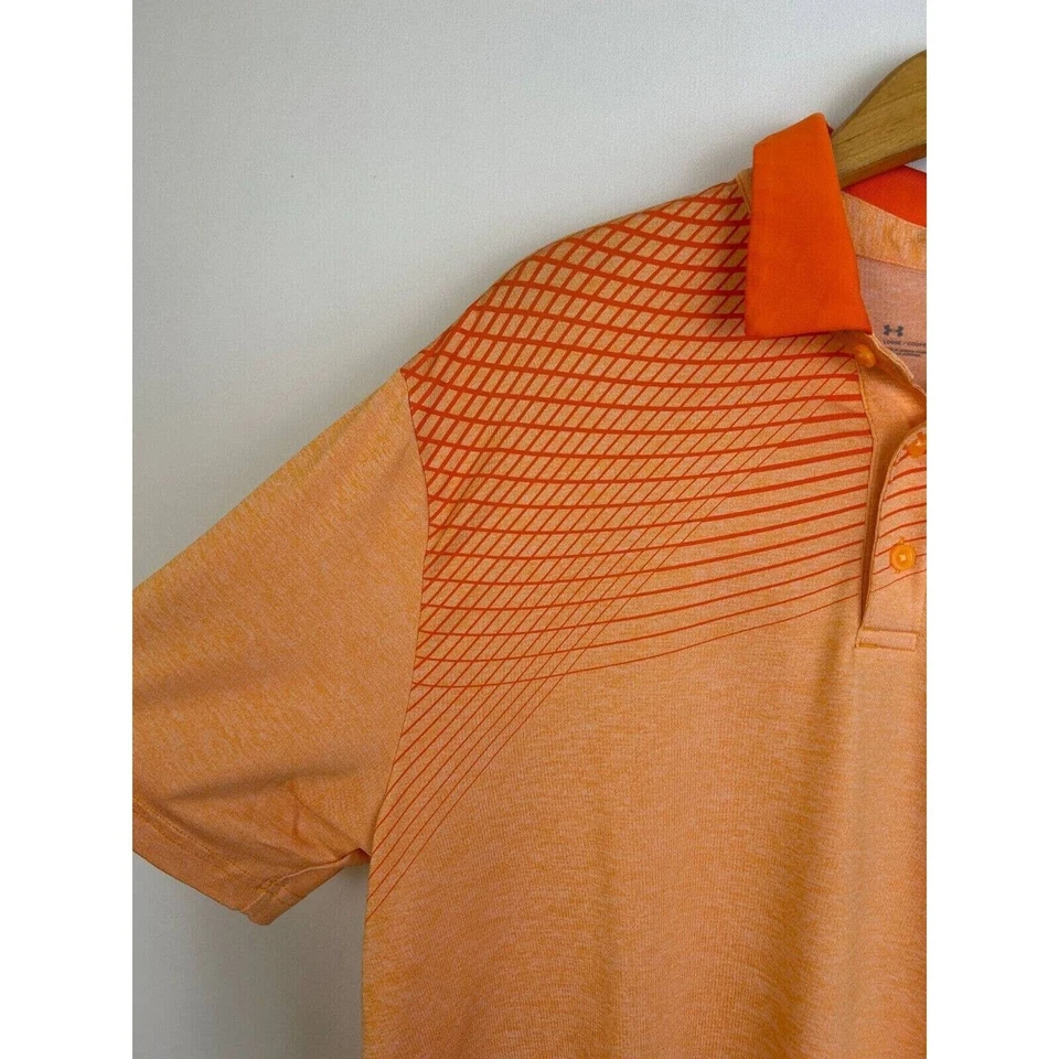 Camisa polo masculina listrada laranja manga curta Heatgear Under Armour tamanho grande - Imagem 3 de 4