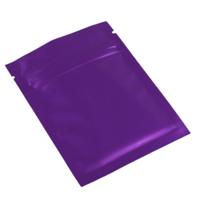 100pc Gloss Shiny Purple Both Sides Foil Mylar Reclosable Bags 8.5x13cm 3.25x5in