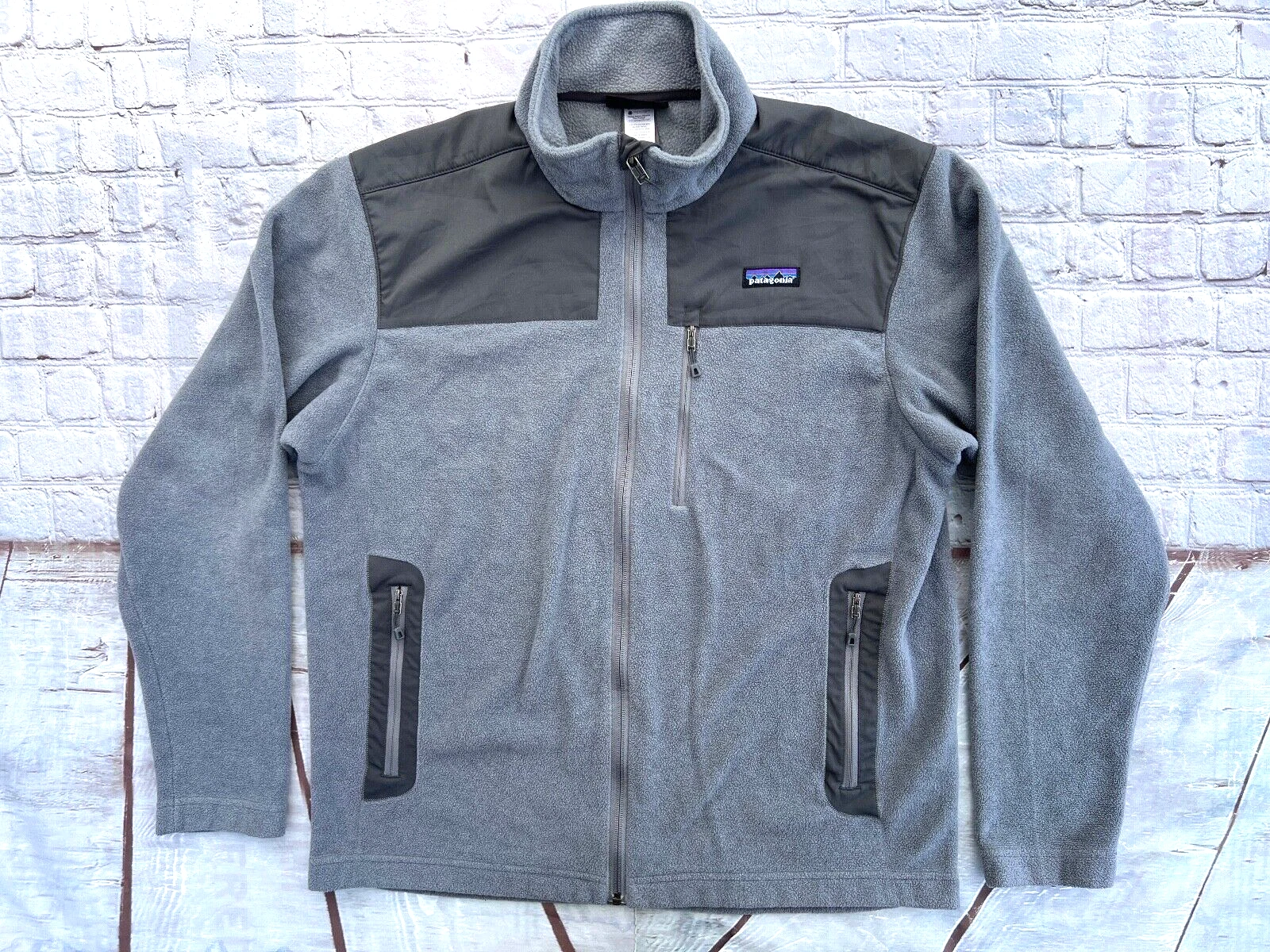Mens PATAGONIA Gray Cedars Fleece Full Zip Sweater Jacket Large