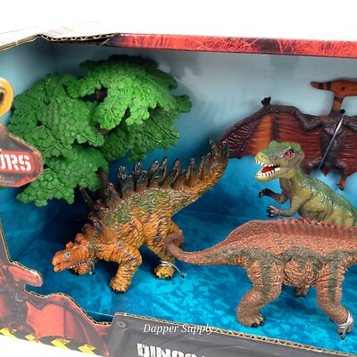 Dinosaur Action 5 Pack w/ 2 Trees Create Epic Battles New | eBay
