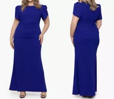 XSCAPE Tulip-Sleeve Gathered-Waist Maxi Dress Size 16W