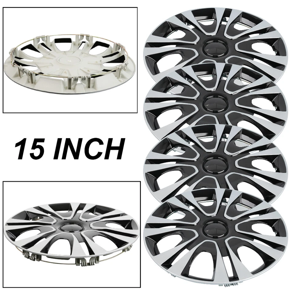 15" Set of 4 Black Wheel Covers Snap On Hub Cap For Chevy HHR and Malibu 07-2011 Foto 3 de 4