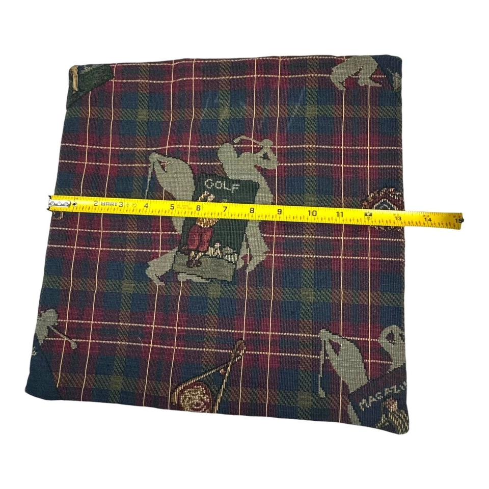 Lote de 7 fundas de almohada tejidas a cuadros temáticas de golf vintage de tela de alta calidad Foto 4 de 4