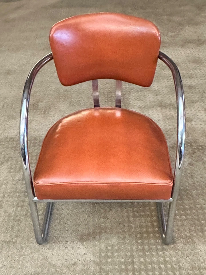 LOTE 9 sillas voladizas vintage Art Deco dobladas de cromo y vinilo - accesorio americano Foto 4 de 4