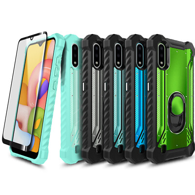 For Samsung Galaxy A01 Case, Full Body Ring Stand Phone Cover