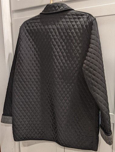 Cherokee Women's Sz Large Black Gray Reversible Quilted Fleece Lined Jacket - Picture 2 of 6