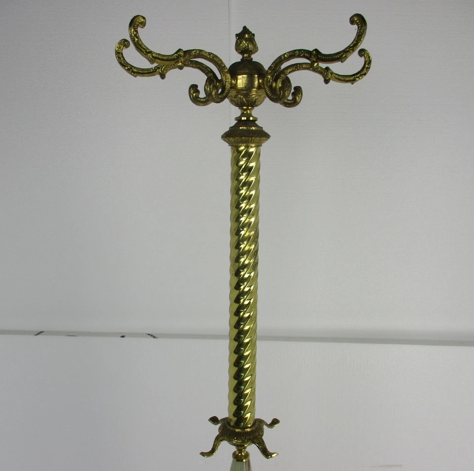 Mid Century Modern Cast Brass Hall Tree Coat Hat Rack Marble Base Eyecatcher - Image 3 of 4