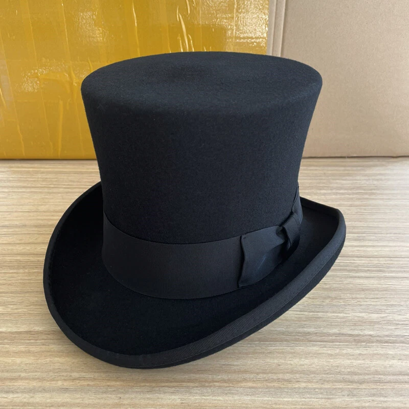 18CM Wool Top Hat Magic Hat Medieval Retro Male Hats Cosplay Custome Accessories - Image 3 of 4