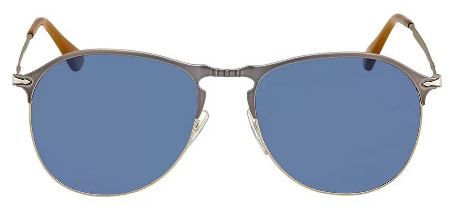 RARE Genuine PERSOL Blue Glass Lens Metal Aviator Sunglasses PO 7649-S 107156 53
