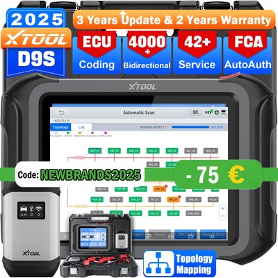 XTOOL D9S KFZ OBD2 Diagnosegerät Scanner ALLE SYSTEM ECU Coding Mit TOPOLOGY MAP