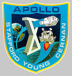 AUFKLEBER APOLLO 10 X NASA MOND MISSION ASTRONAUT CERNAN YOUNG 15cm FUSEE AA083