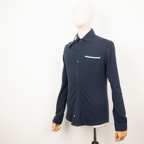 New SUNDEK Men's Navy Blue Cotton Long Sleeve Slim-Fit Button Shirt Size XS - Picture 3 of 11