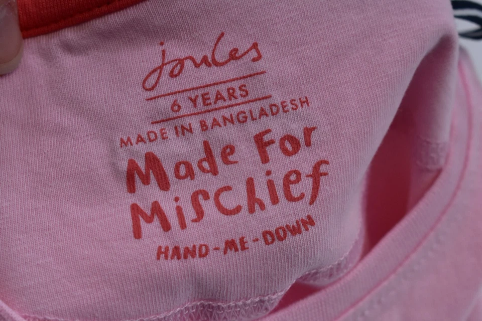 Joules розовый Кэсси сердце нашивки карман коротким рукавом хлопок футболка девочек 6Y - Изображение 3 из 4